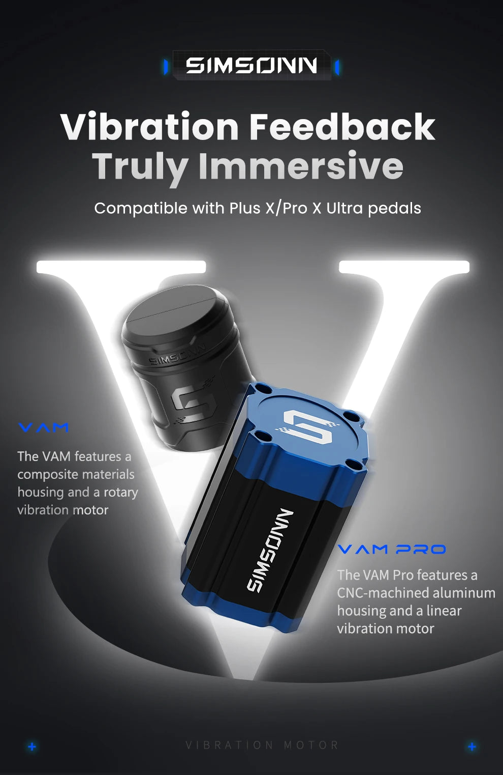 SIMSONN VAM and VAM Pro Haptic Linear Motor Vibration Feedback Module for the Pro X Ultra and Plus X Pedals