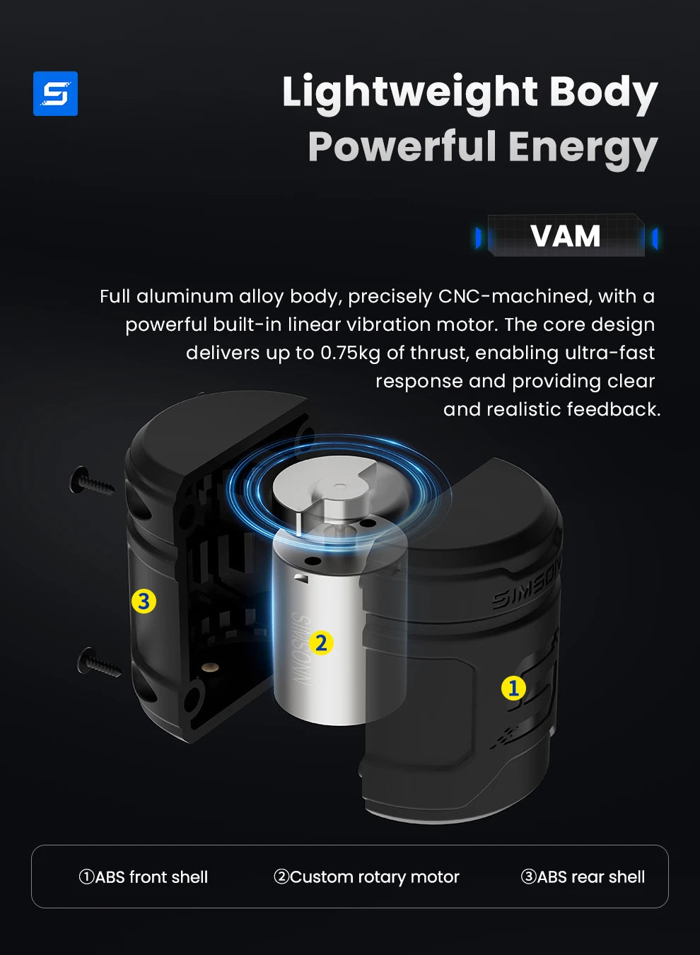 SIMSONN VAM and VAM Pro Haptic Linear Motor Vibration Feedback Module for the Pro X Ultra and Plus X Pedals