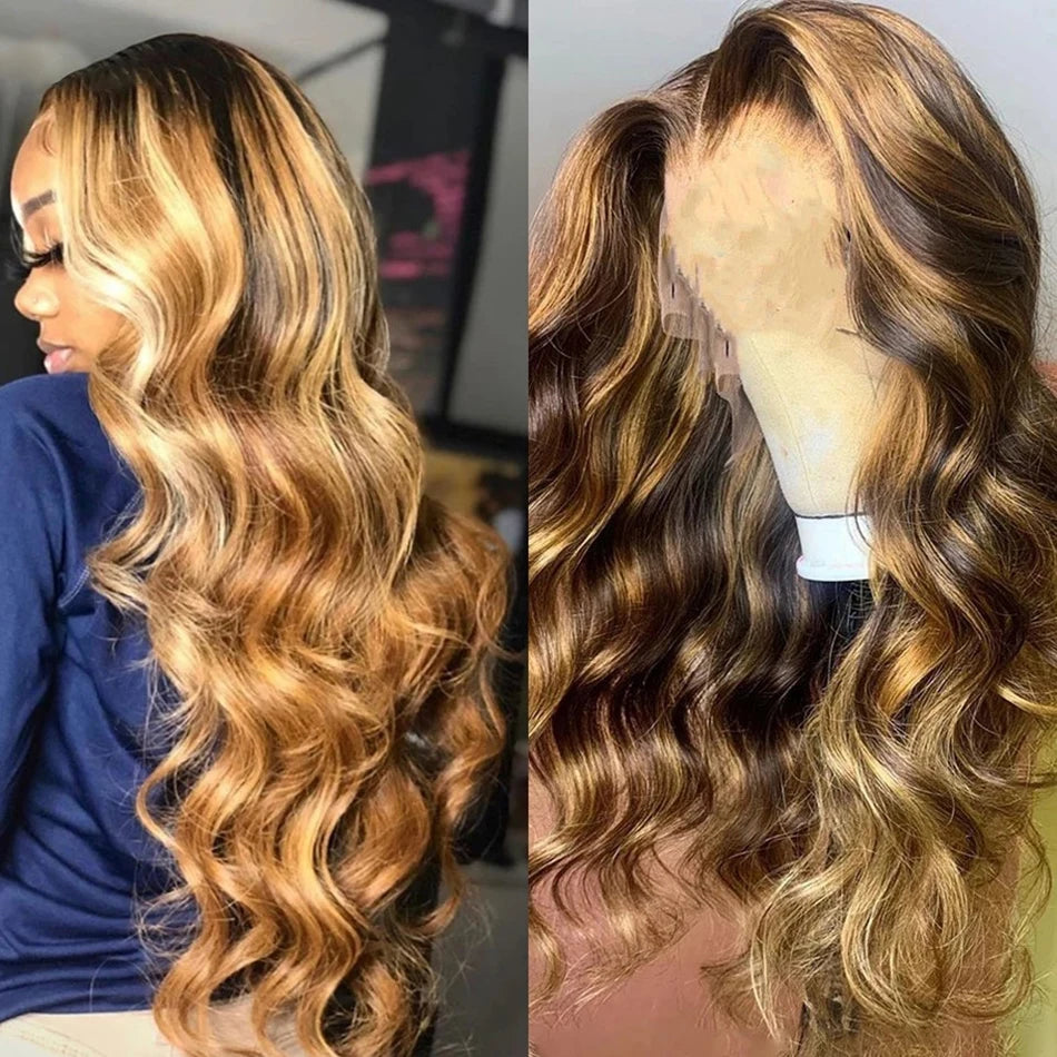 Body Wave Highlight Wig Human Hair 13x6 Colored P/427 Hd Lace Frontal Wig Honey Blonde Lace Front Wigs 4x4 5x5 Closure Wig 1-2 Days Quick Delivery