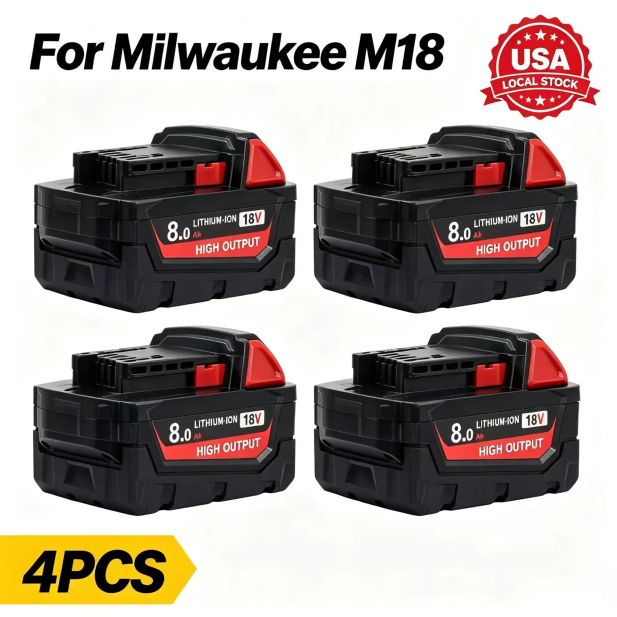 18V 8Ah Battery Pack Compatible with Milwaukee M18, Li-ion Replacement Battery for Cordless Power Tools