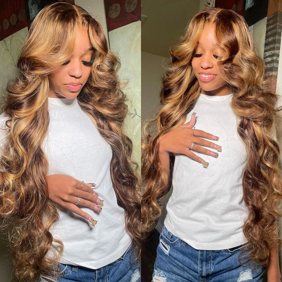 Body Wave Highlight Wig Human Hair 13x6 Colored P/427 Hd Lace Frontal Wig Honey Blonde Lace Front Wigs 4x4 5x5 Closure Wig 1-2 Days Quick Delivery