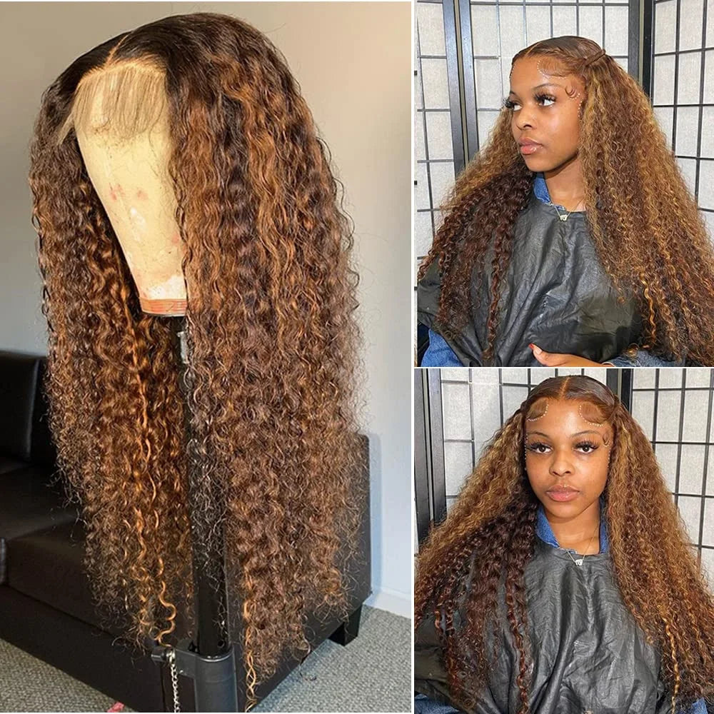 Highlight Deep Wave Wigs Human Hair Wig 13x6 13x4 HD Lace Frontal Wig P427 Honey Blonde 13x4 Lace Front Human Hair Wig For Women