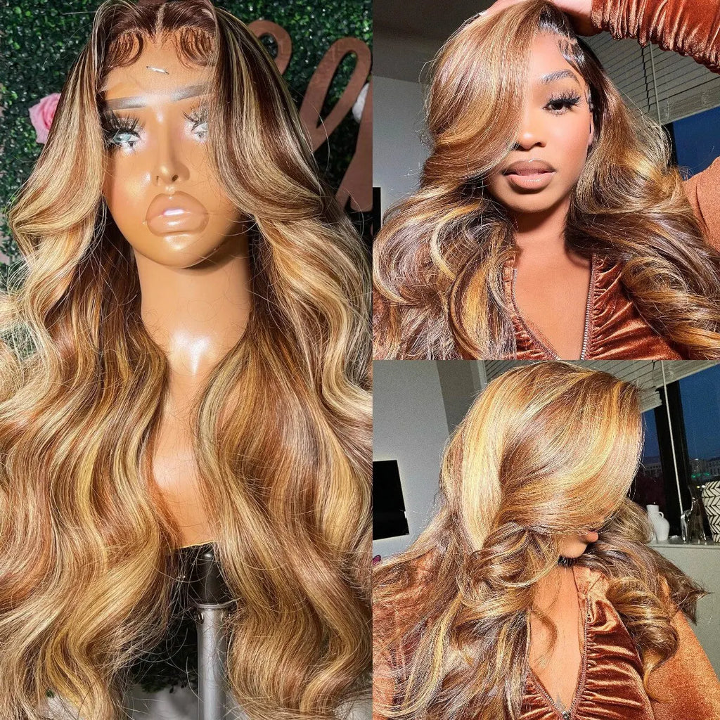 Body Wave Highlight Wig Human Hair 13x6 Colored P/427 Hd Lace Frontal Wig Honey Blonde Lace Front Wigs 4x4 5x5 Closure Wig 1-2 Days Quick Delivery