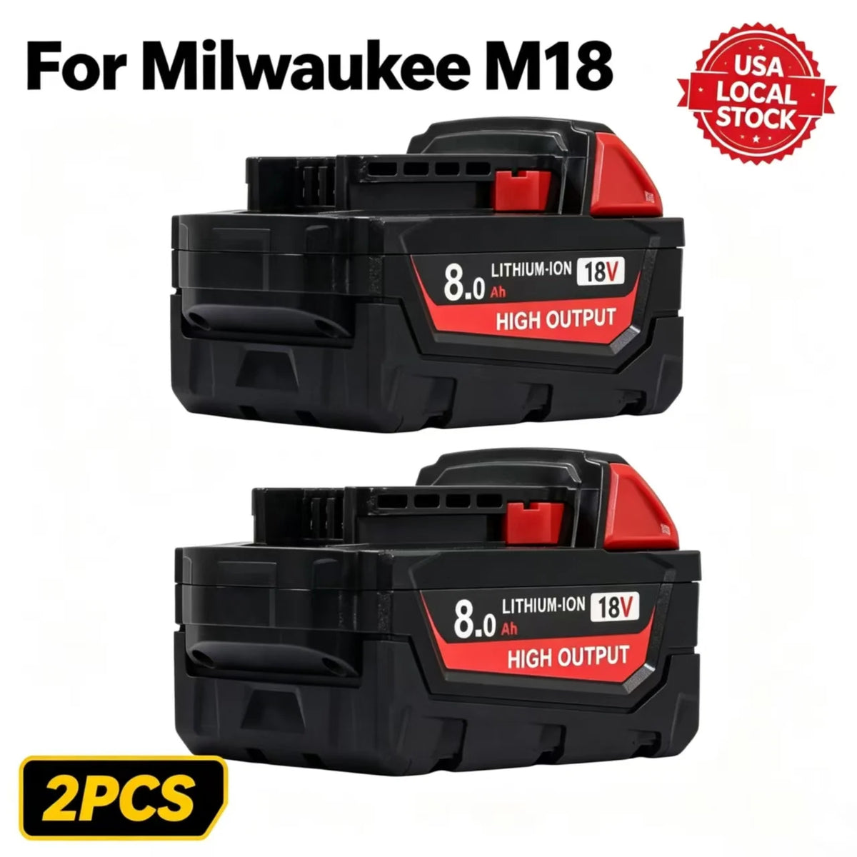 18V 8Ah Battery Pack Compatible with Milwaukee M18, Li-ion Replacement Battery for Cordless Power Tools