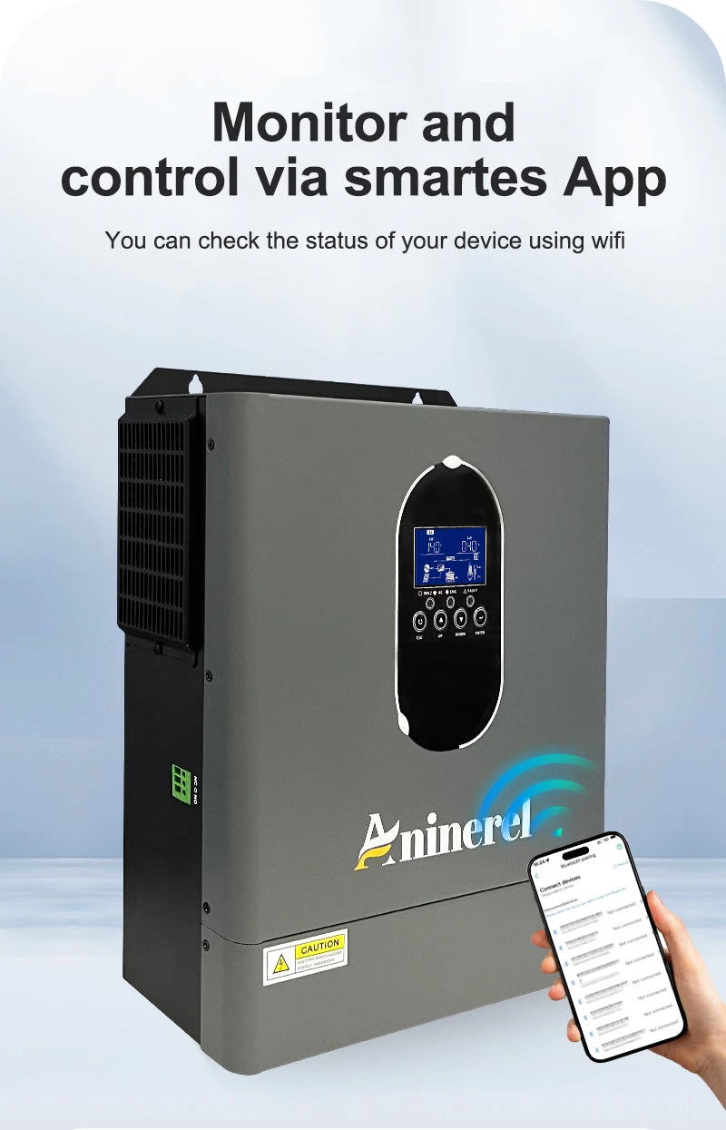 Aninerel US stock 110-120V NEW 4.2KW 24V hybrid Solar Inverter built-in MPPT 120A Charger Controller Pure Sine Wave Home Inverter WiFi