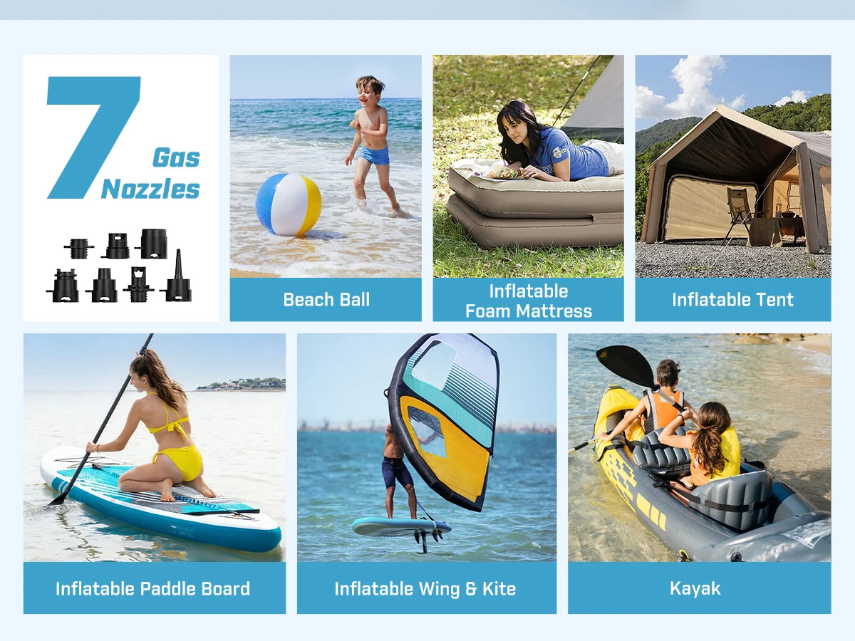Electric SUP Air Pump 5200mAh 18.5V 20PSI Rechargeable Portable Pump for for Stand up Paddle Boards Kayak Inflatables Boats