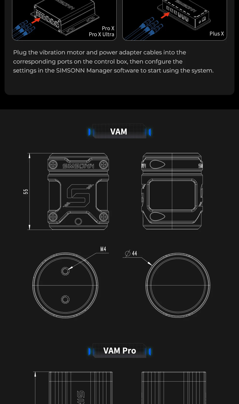 SIMSONN VAM and VAM Pro Haptic Linear Motor Vibration Feedback Module for the Pro X Ultra and Plus X Pedals