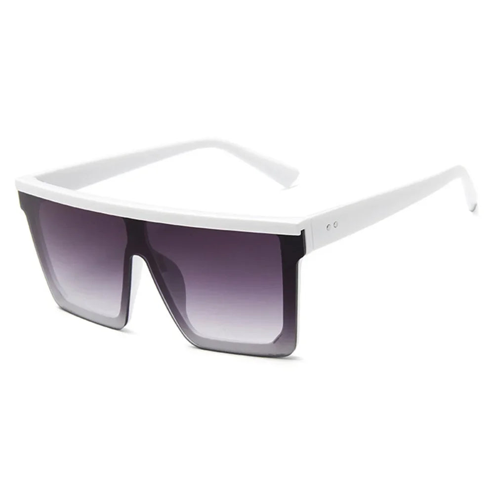 Classic White Gradient Square Sunglasses Women Fashion Retro Night Vision Drivers Goggle Men Big Frame Travel Cycling Eyewear