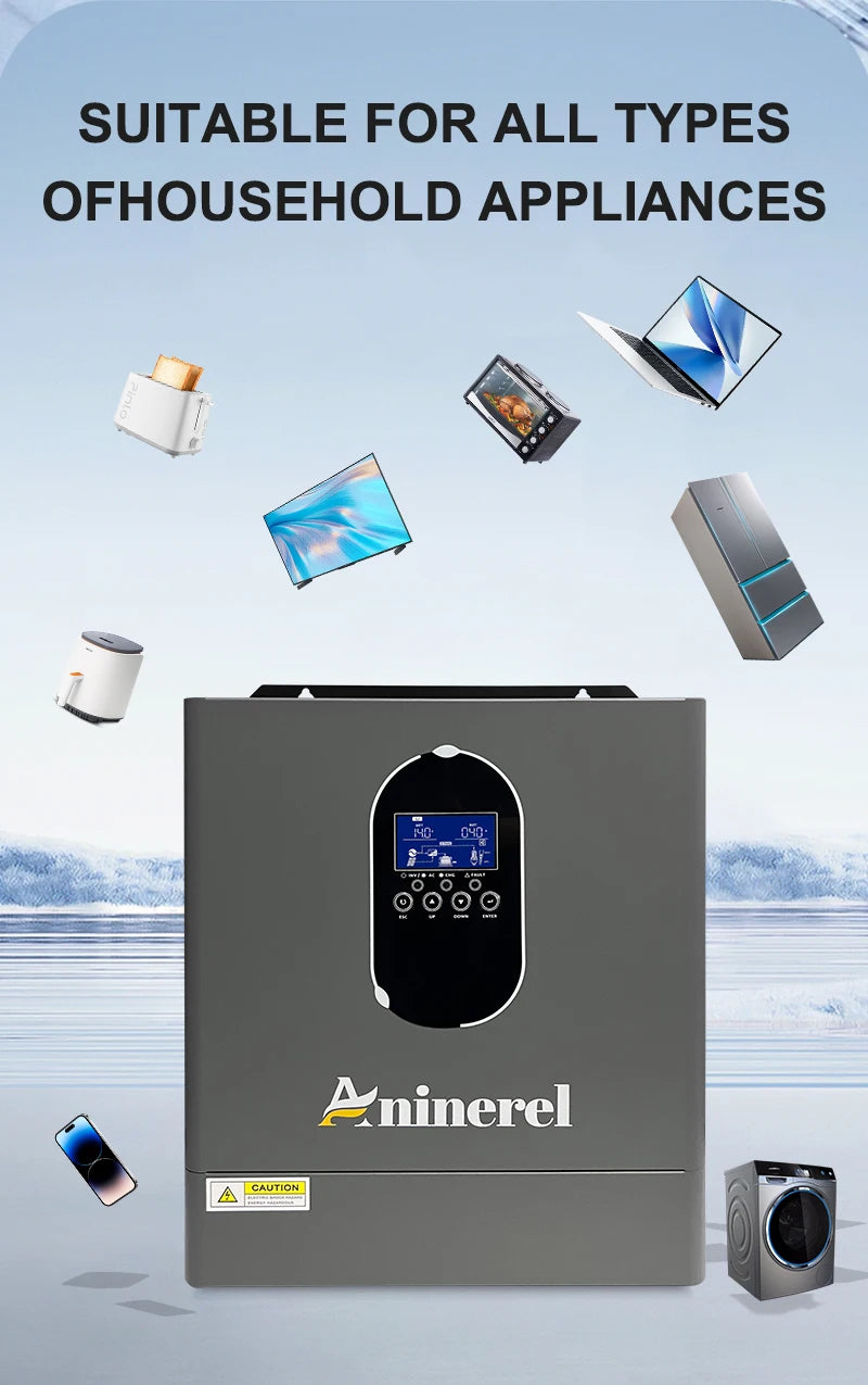 Aninerel US stock 110-120V NEW 4.2KW 24V hybrid Solar Inverter built-in MPPT 120A Charger Controller Pure Sine Wave Home Inverter WiFi