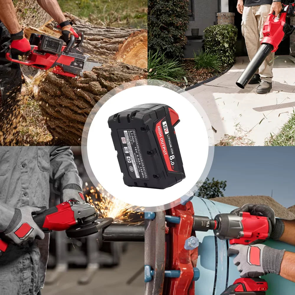 18V 8Ah Battery Pack Compatible with Milwaukee M18, Li-ion Replacement Battery for Cordless Power Tools