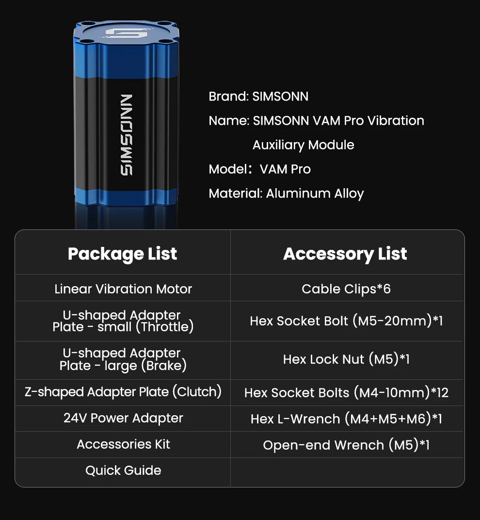 SIMSONN VAM and VAM Pro Haptic Linear Motor Vibration Feedback Module for the Pro X Ultra and Plus X Pedals