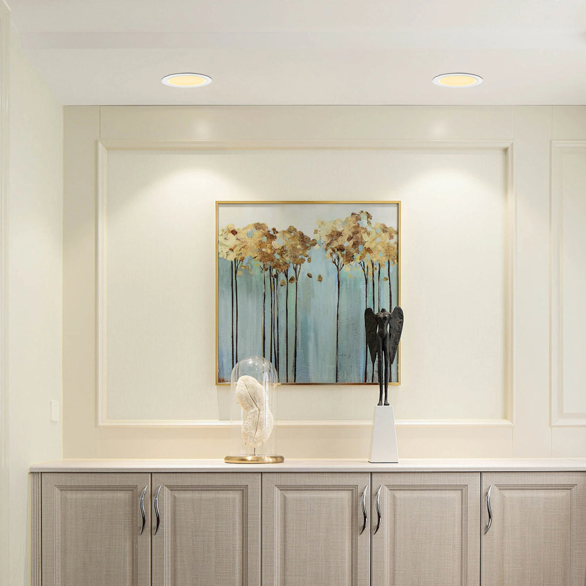 12-Piece Set of Shell-Less Led Ceiling Lights, Dimmable Recessed Downlights with Junction Box, 3000K-5000K Adjustable Color Temperature White Light