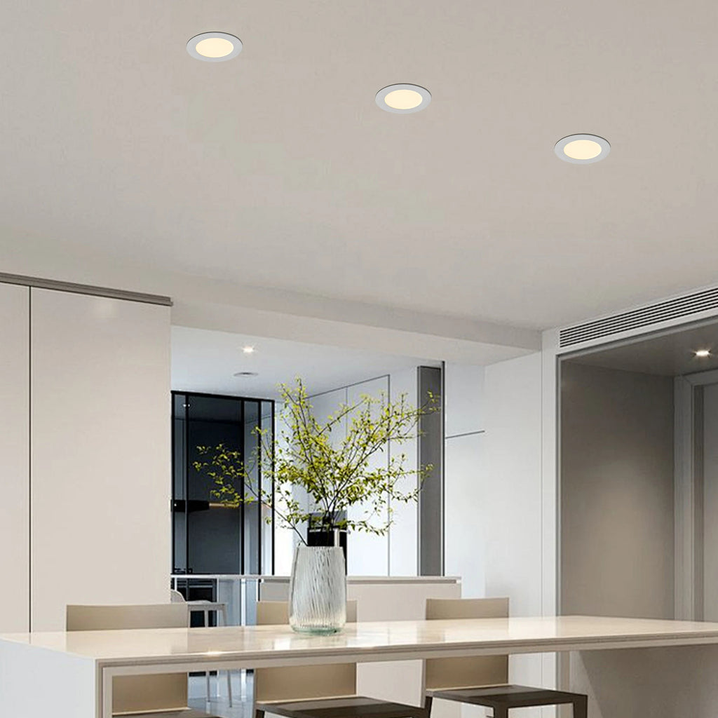 12-Piece Set of Shell-Less Led Ceiling Lights, Dimmable Recessed Downlights with Junction Box, 3000K-5000K Adjustable Color Temperature White Light