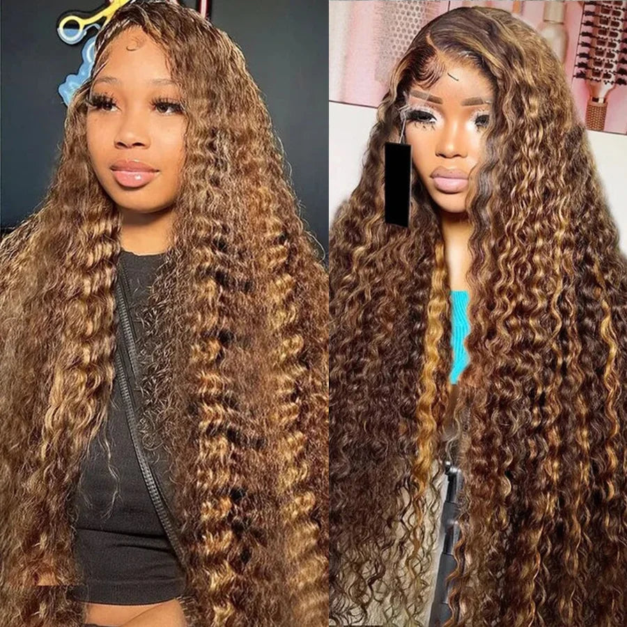 Highlight Deep Wave Wigs Human Hair Wig 13x6 13x4 HD Lace Frontal Wig P427 Honey Blonde 13x4 Lace Front Human Hair Wig For Women